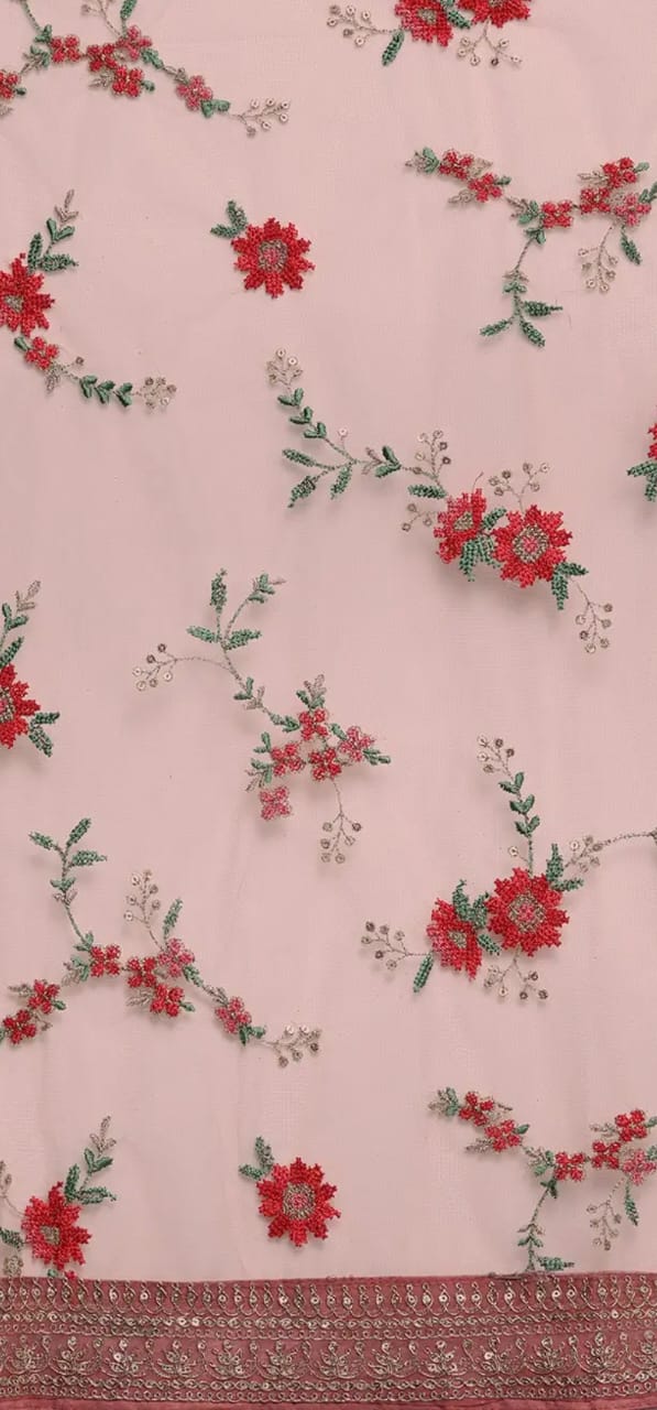 Women Peach-Coloured Floral Kurta with Trousers & Dupatta - Image 5