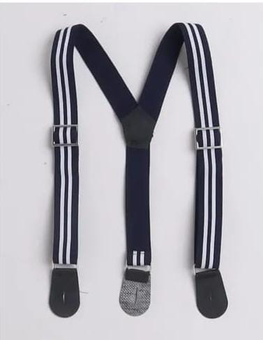 Beige & Navy Blue Boys Shirt Pant with Suspender and Cap (Set of 5) - Image 3